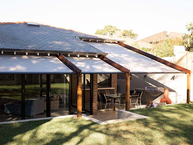 Motorised awning over backyard