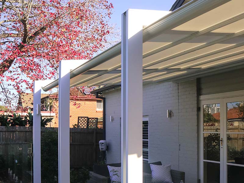 Retractable roof gives protection from the sun wind and rain