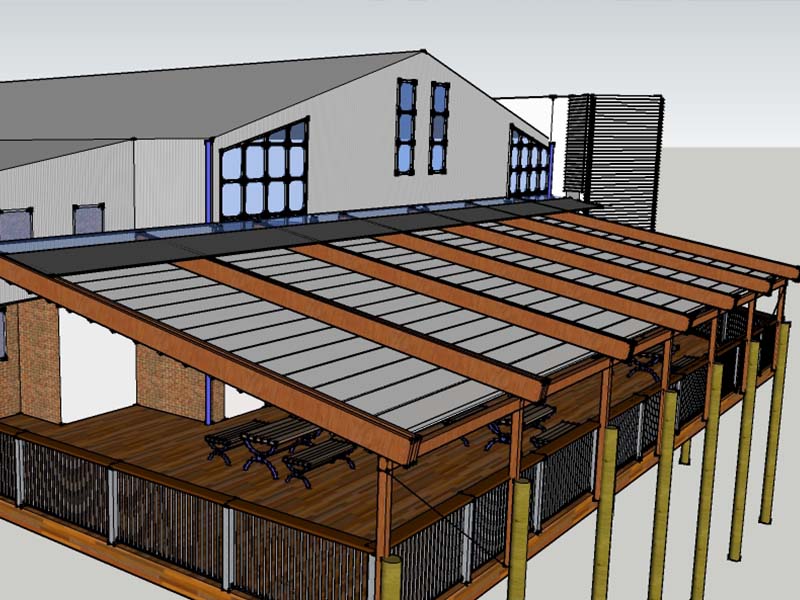 Design for the shool new retractable roof for outdoor classroom