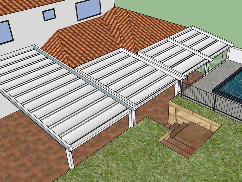 sketched design of retractable roof for family home