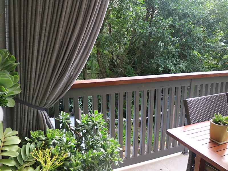 Outdoor curtains on balcony