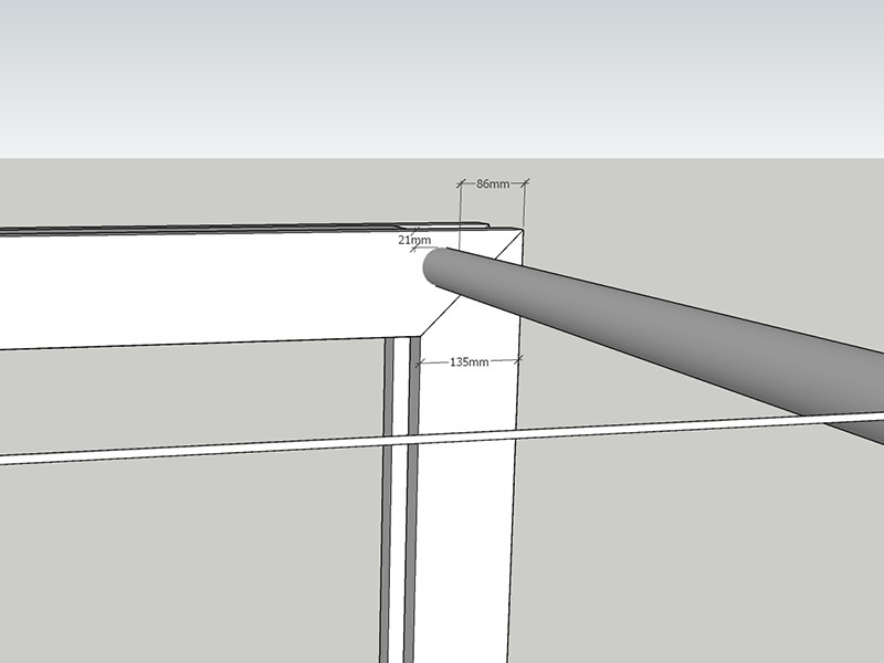 Front design of custom made frame for retractable shade sail