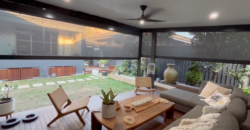 outdoor blinds on patio